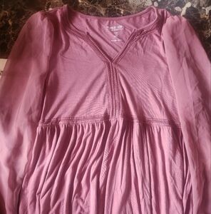 Pink Sheer Long Sleeve Top